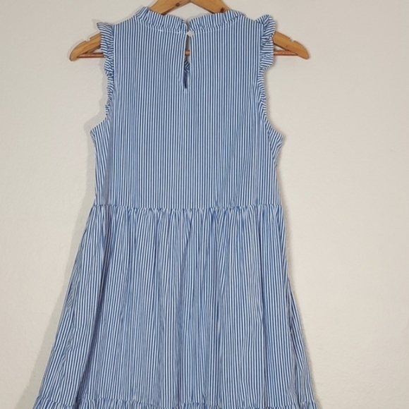 J. CREW Tiered Midi Ruffle Dress Blue White Stripe Size 2 - Picture 6 of 14